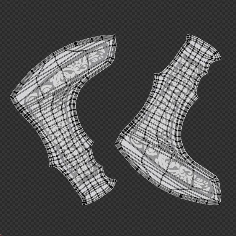 Viking Bearded Axe Low-poly 3D model_9