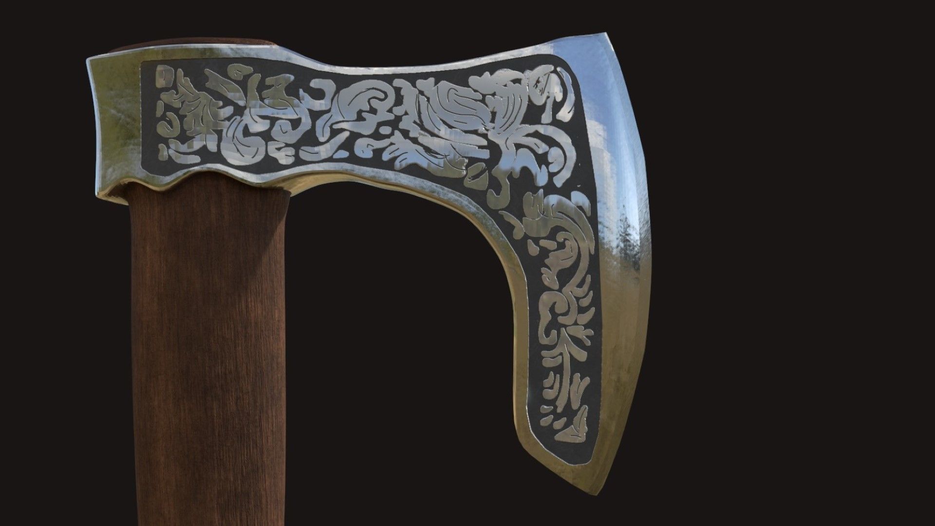 Viking Bearded Axe Low-poly 3D model_3