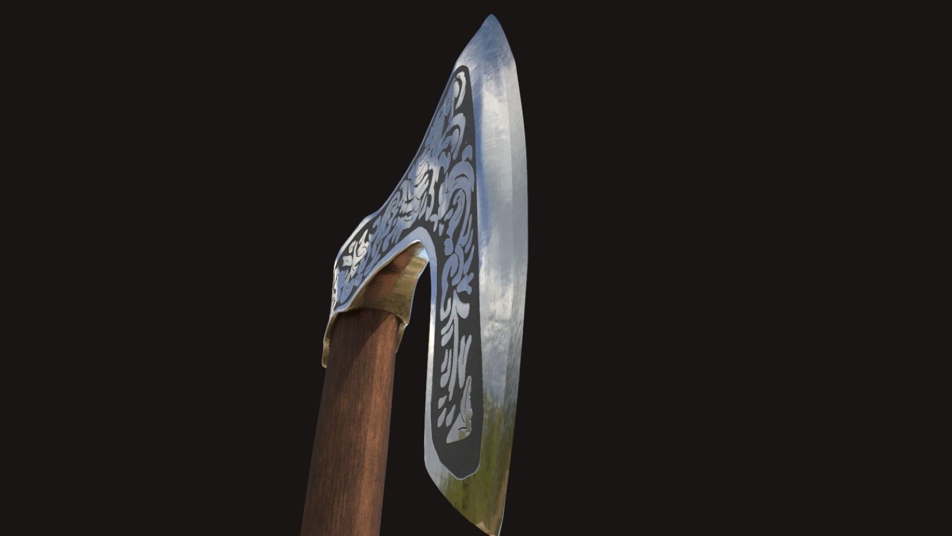 Viking Bearded Axe Low-poly 3D model_4