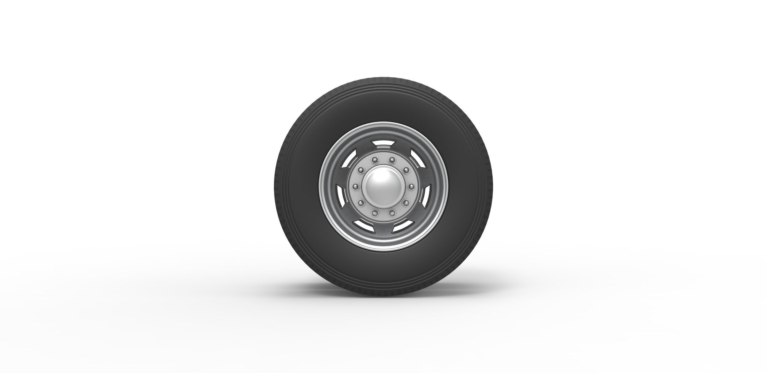 7 Hole rear wheel of old school truck Scale 1 to 25 3D print model_4