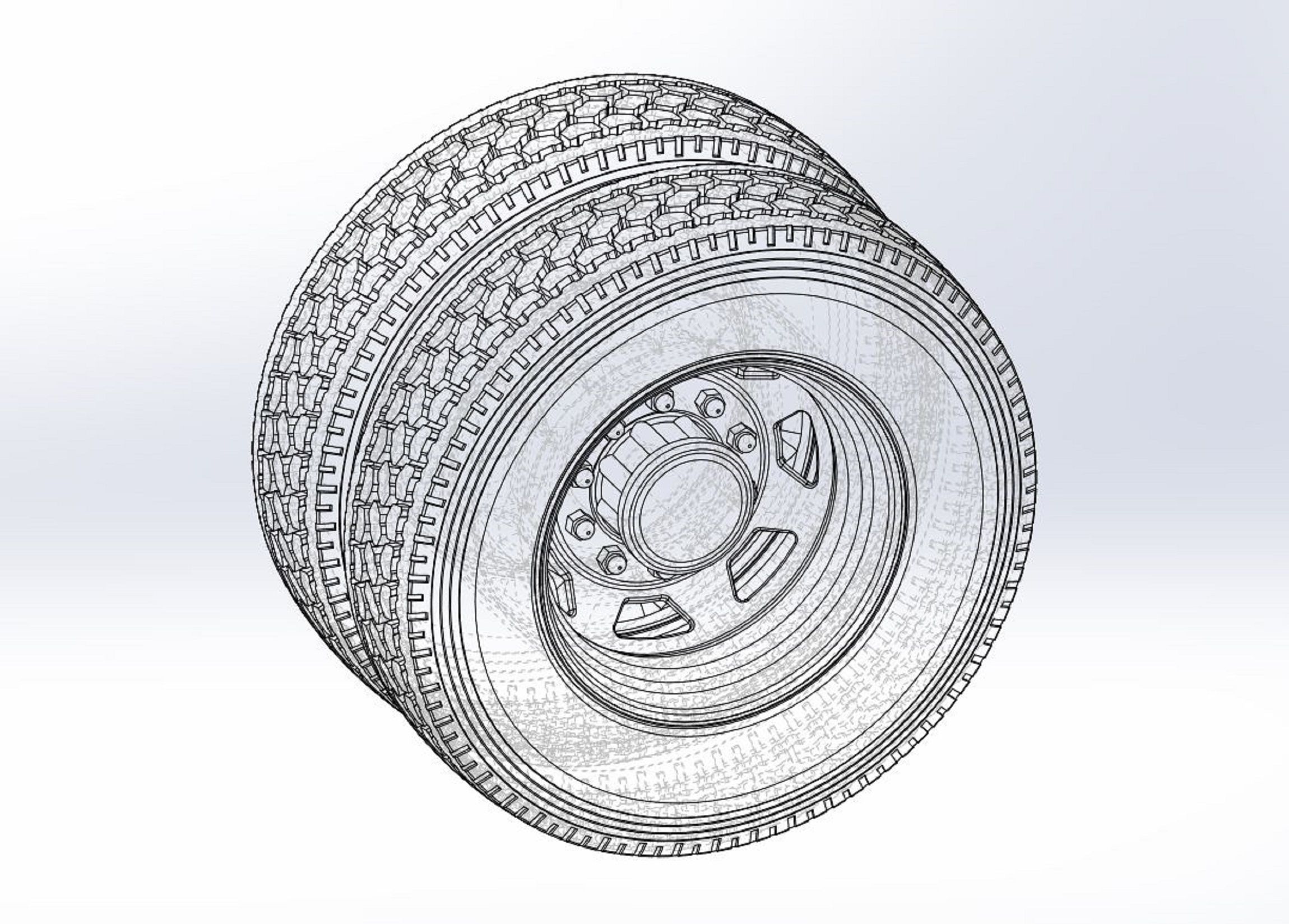 7 Hole rear wheel of old school truck Scale 1 to 25 3D print model_10