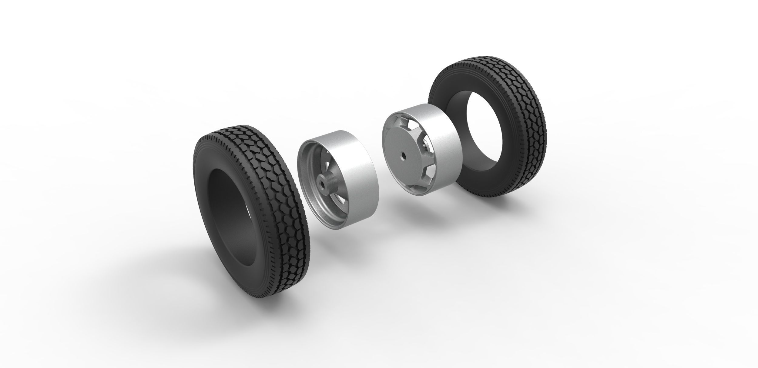 7 Hole rear wheel of old school truck Scale 1 to 25 3D print model_9