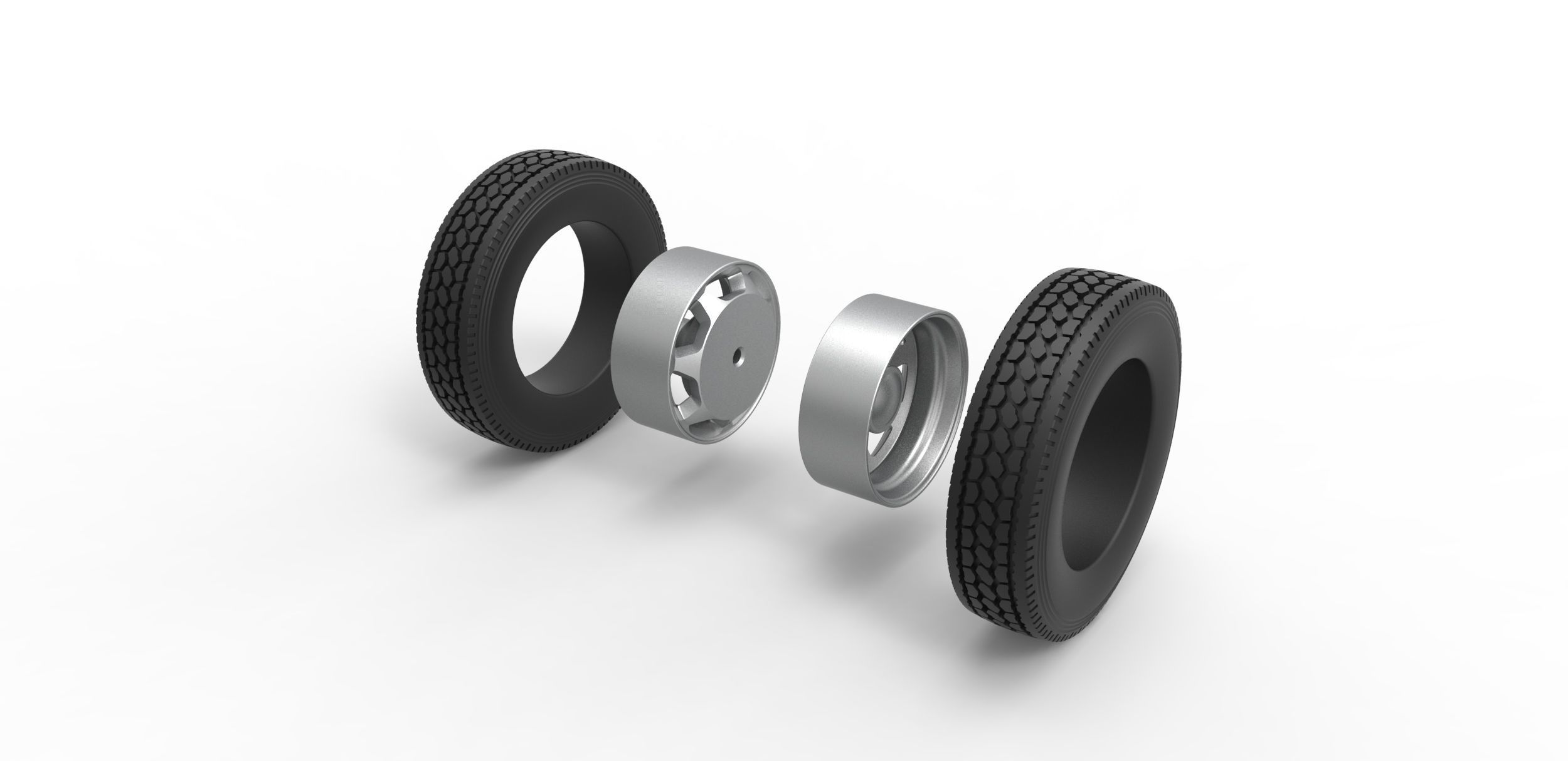 7 Hole rear wheel of old school truck Scale 1 to 25 3D print model_8