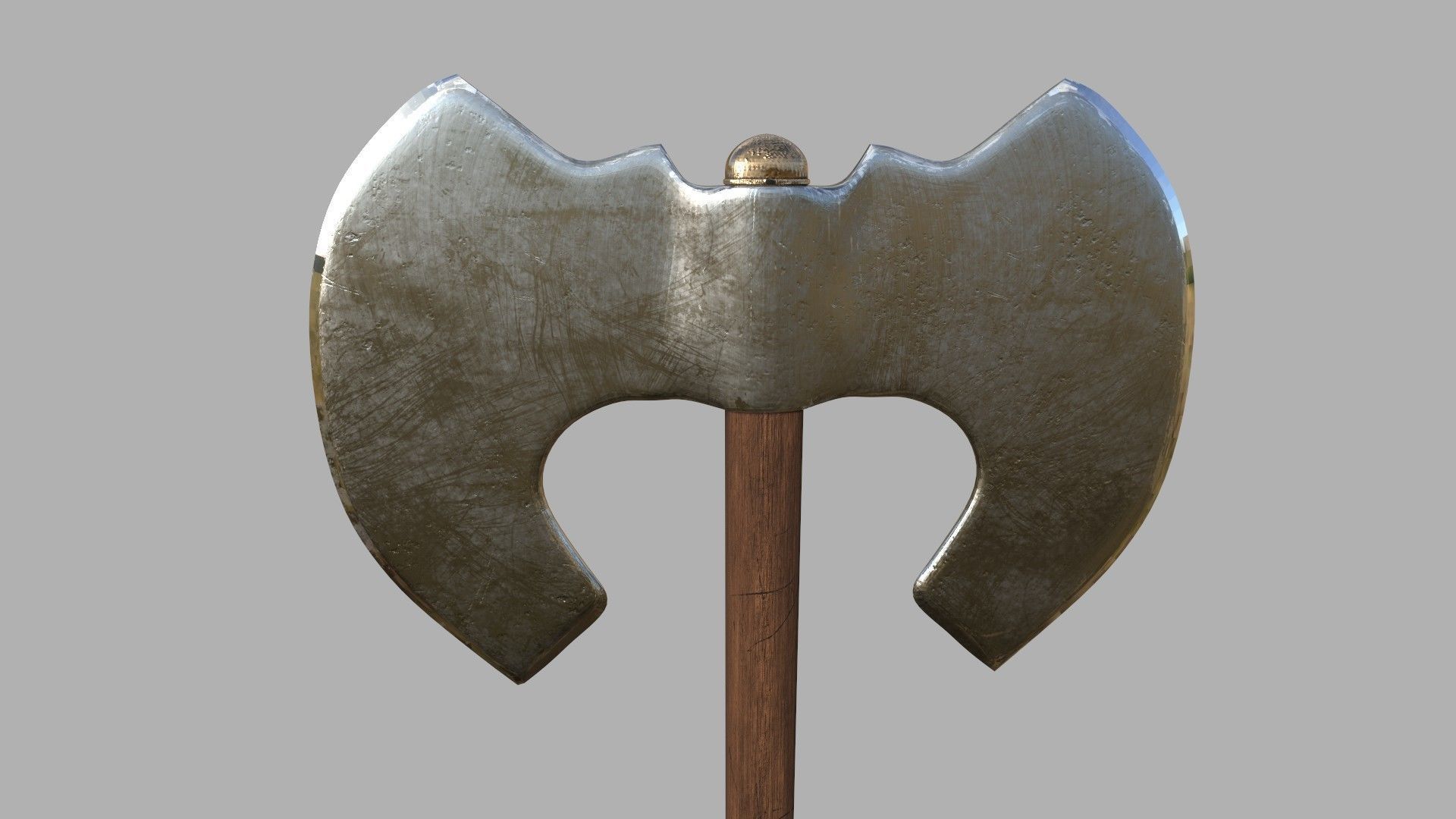 Double Sided Axe Photorealistic Low-poly 3D model_2