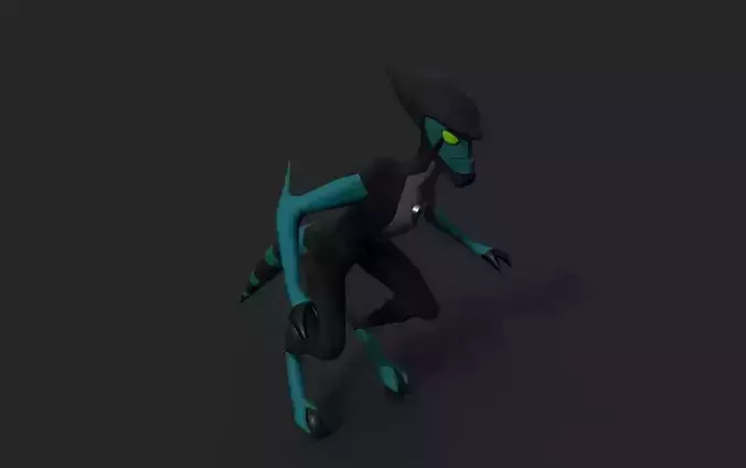 xlr8 low poly 3d model alien
