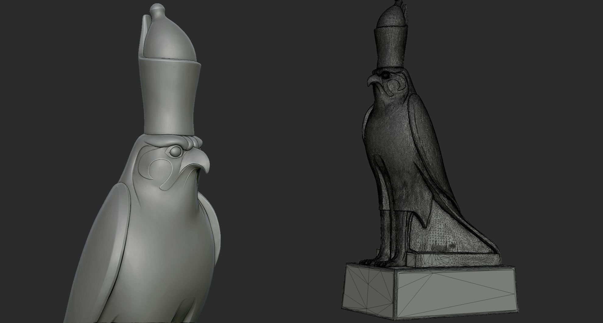 ancient egypt god horus statue 3D print model_12
