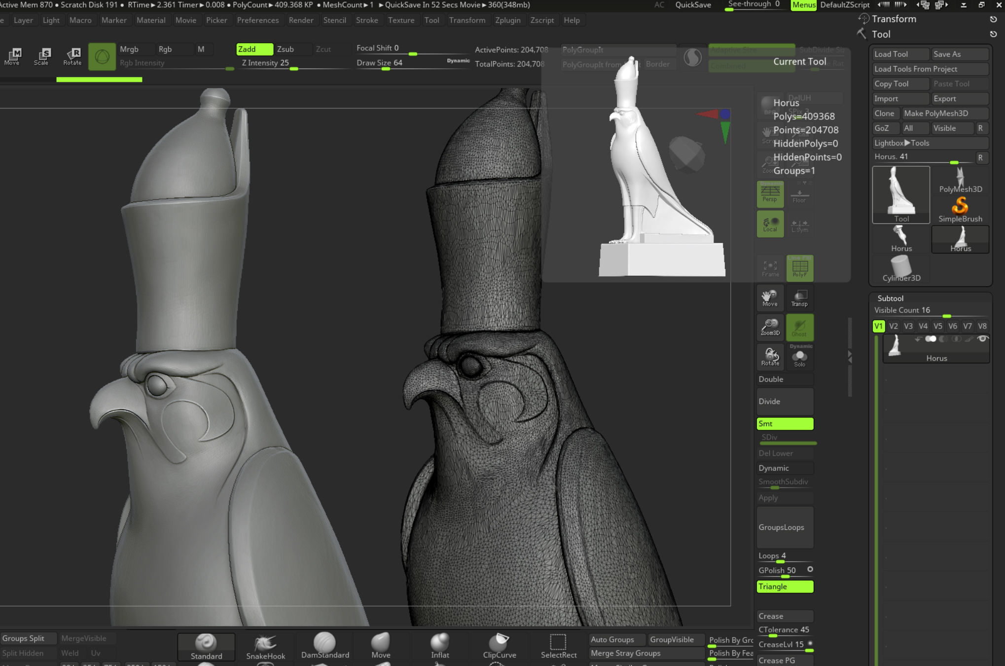 ancient egypt god horus statue 3D print model_14