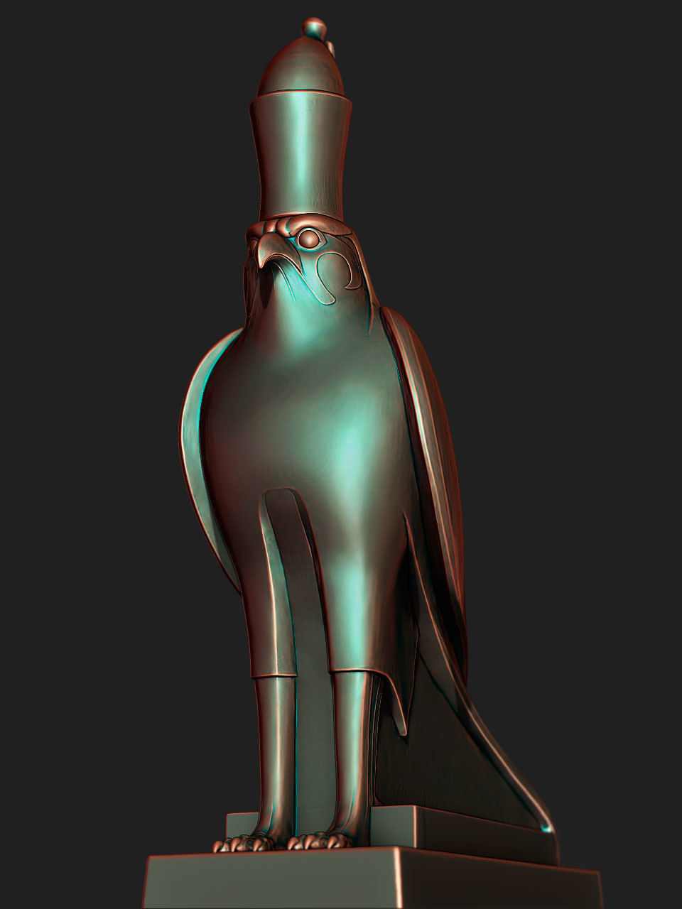 ancient egypt god horus statue 3D print model_10