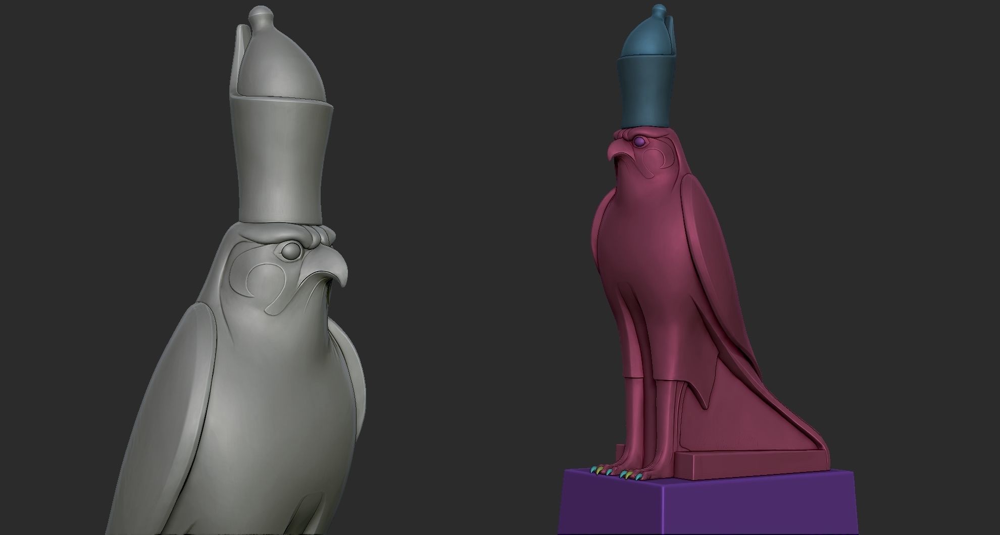 ancient egypt god horus statue 3D print model_11