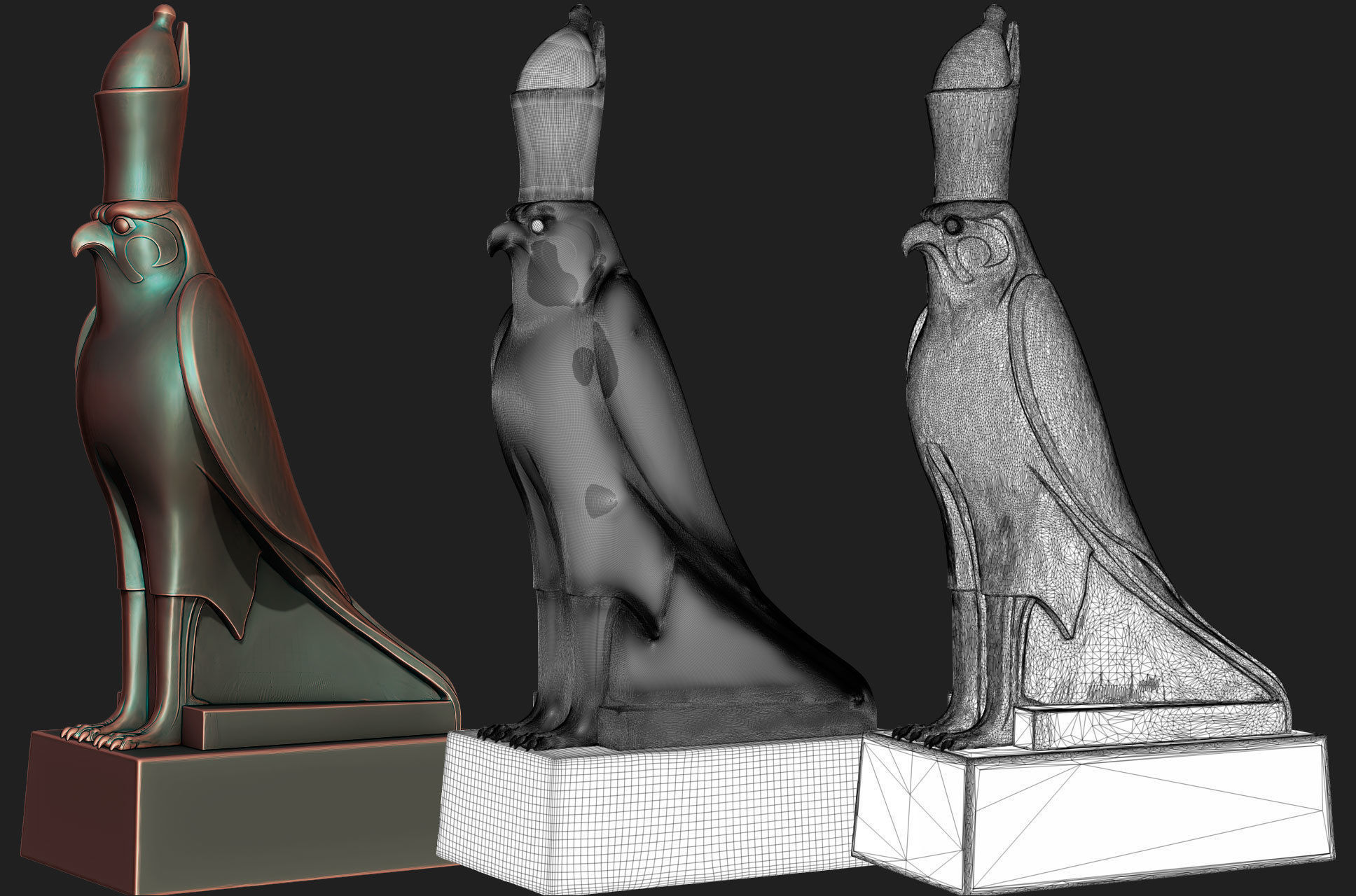 ancient egypt god horus statue 3D print model_2