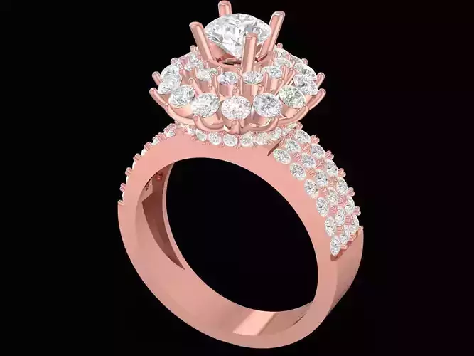hongkong diamond rose gold women ring 3546