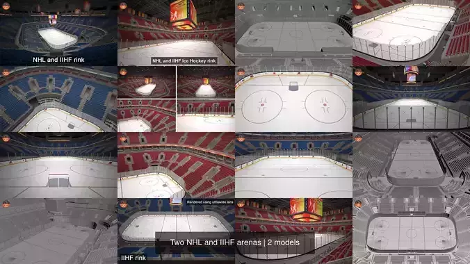 Two NHL and IIHF arenas 3D Model Collection