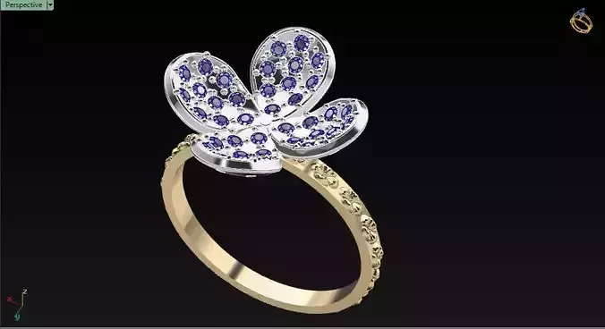 anillo flor para dama con diamantes  medida 9s 3D print model