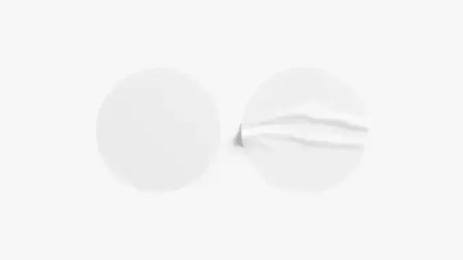 Two White Round Stickers - sleek and wrinkly sticky tag