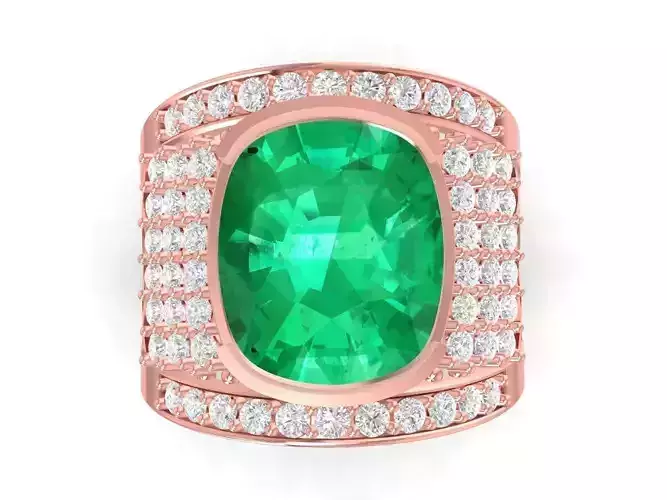 Luxury Oval Gemstone Men Ring With Square Halo 3547 3D print model