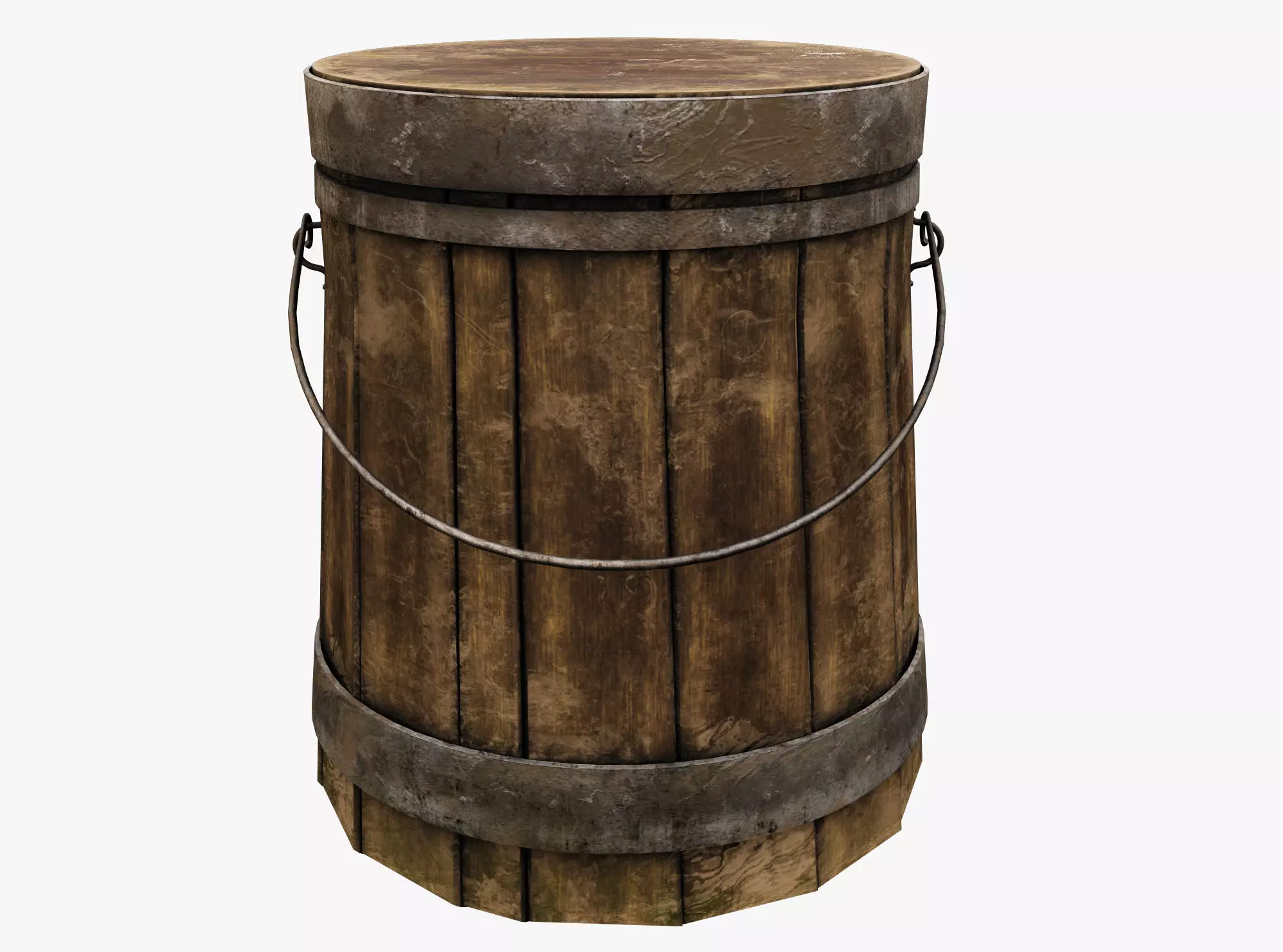 Wooden Aged Medieval Low-poly 3D model_0