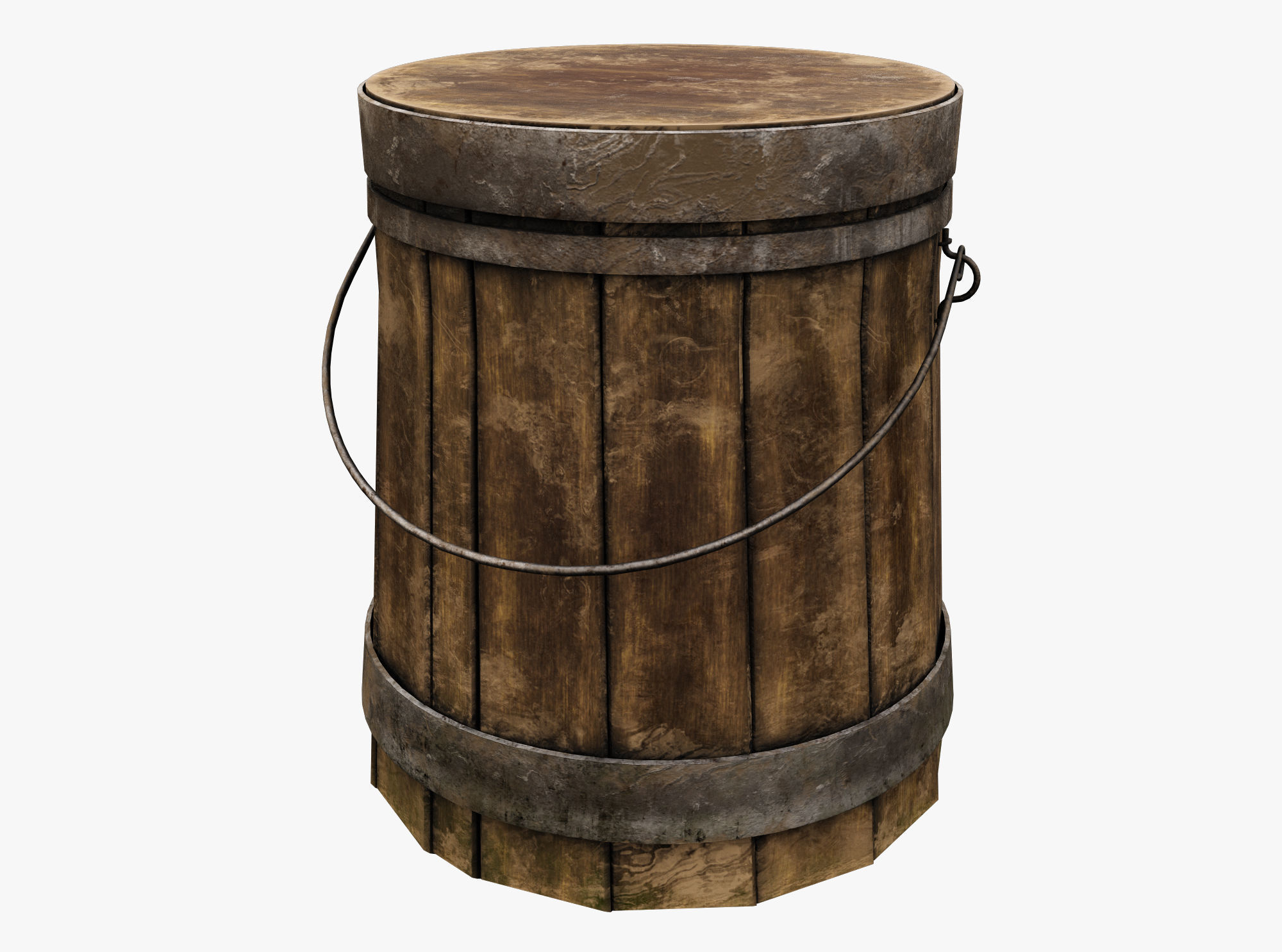 Wooden Aged Medieval Low-poly 3D model_1