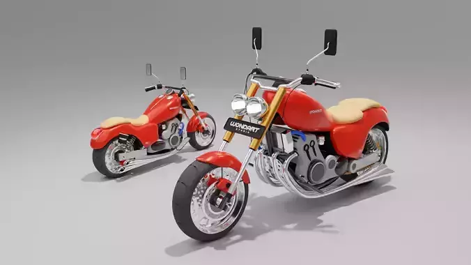 Concept Cartoon Looking Cruiser Motorcycle 3D model