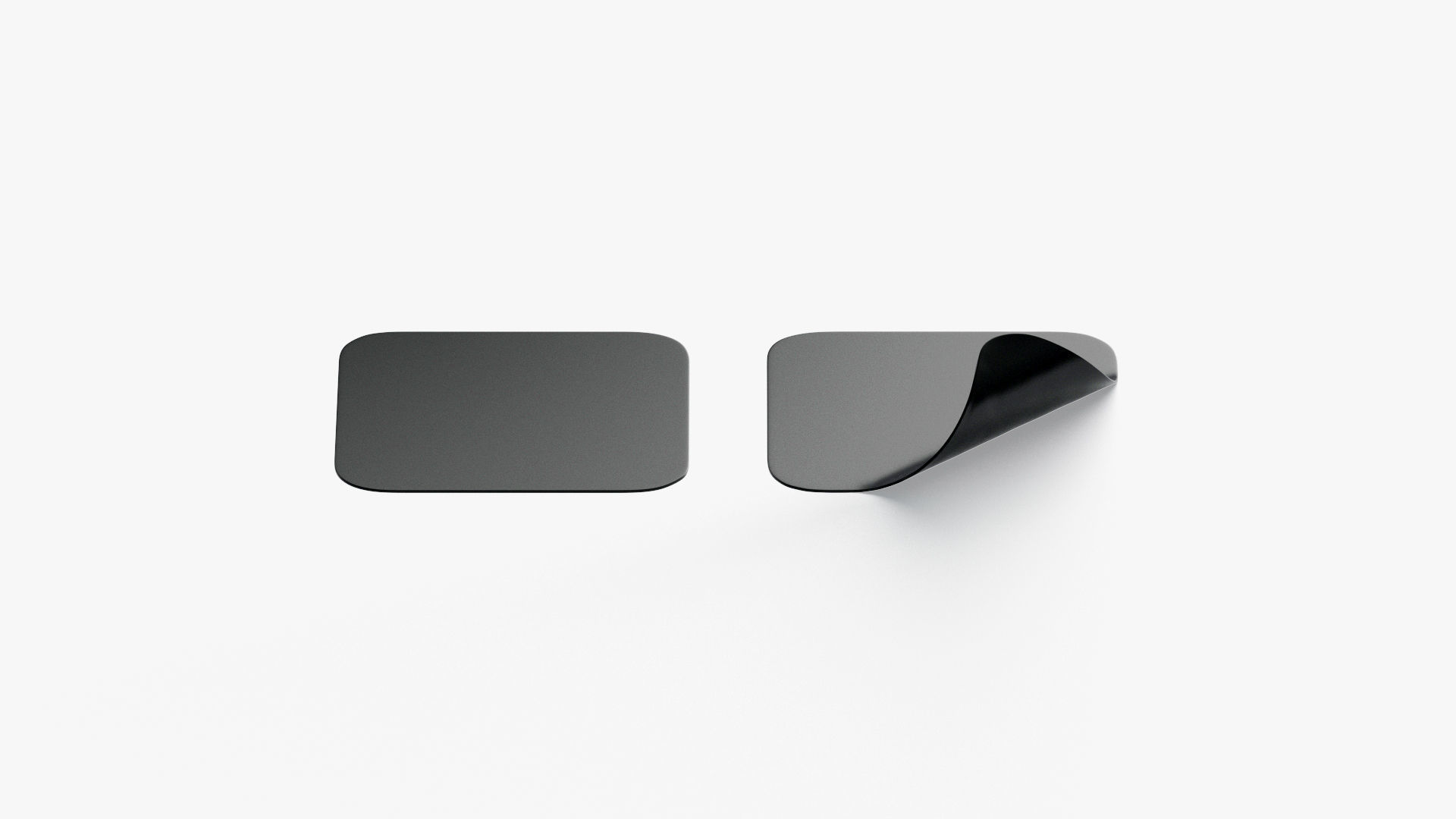 Two Black Square Stickers - smooth curled corners adhesive label Low-poly 3D model_3