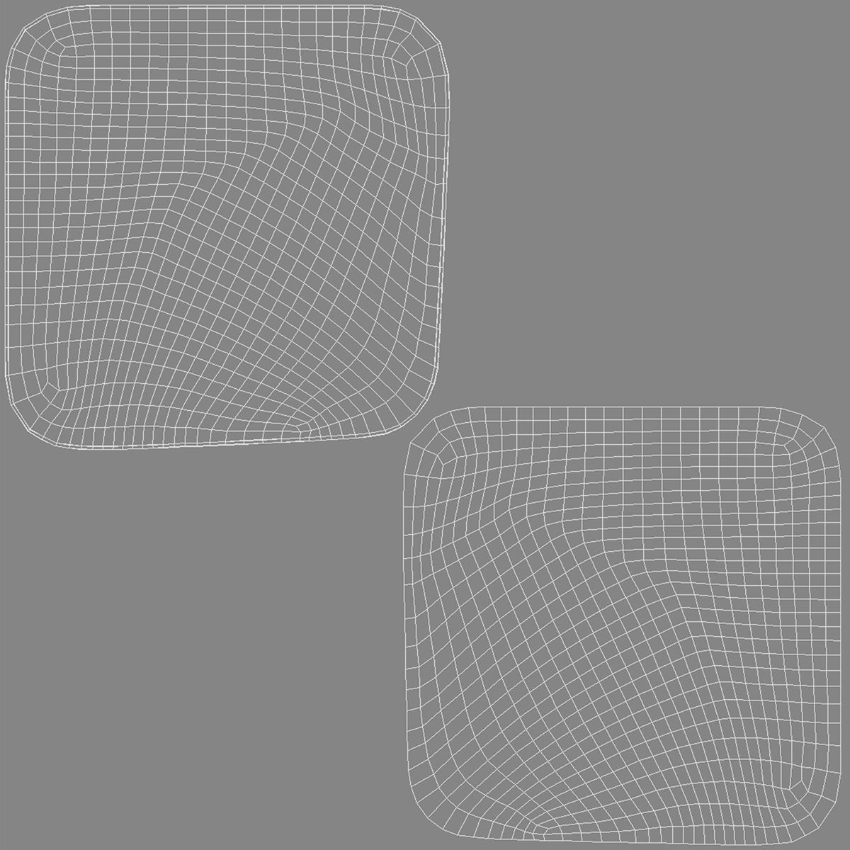 Two Black Square Stickers - smooth curled corners adhesive label Low-poly 3D model_4