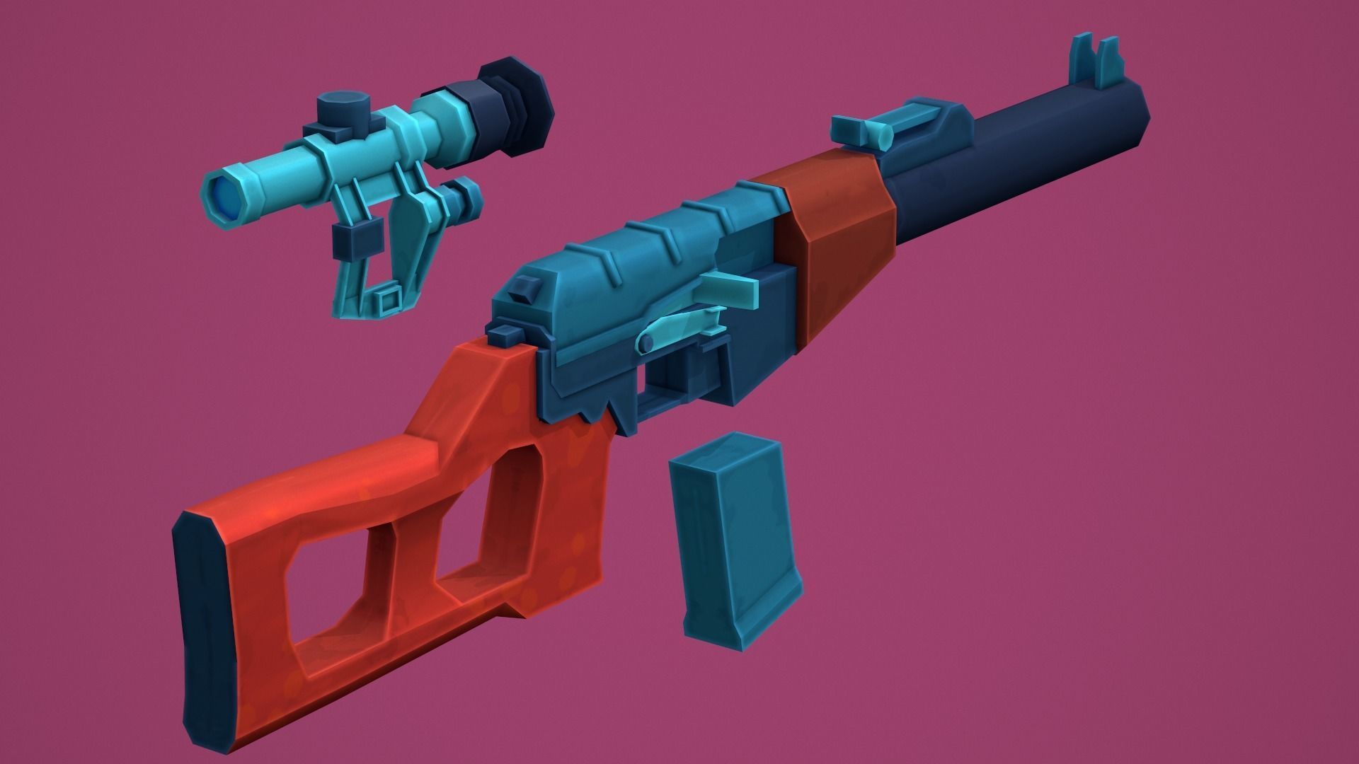 Stylized VSS Vintorez Low Poly  Low-poly 3D model_6