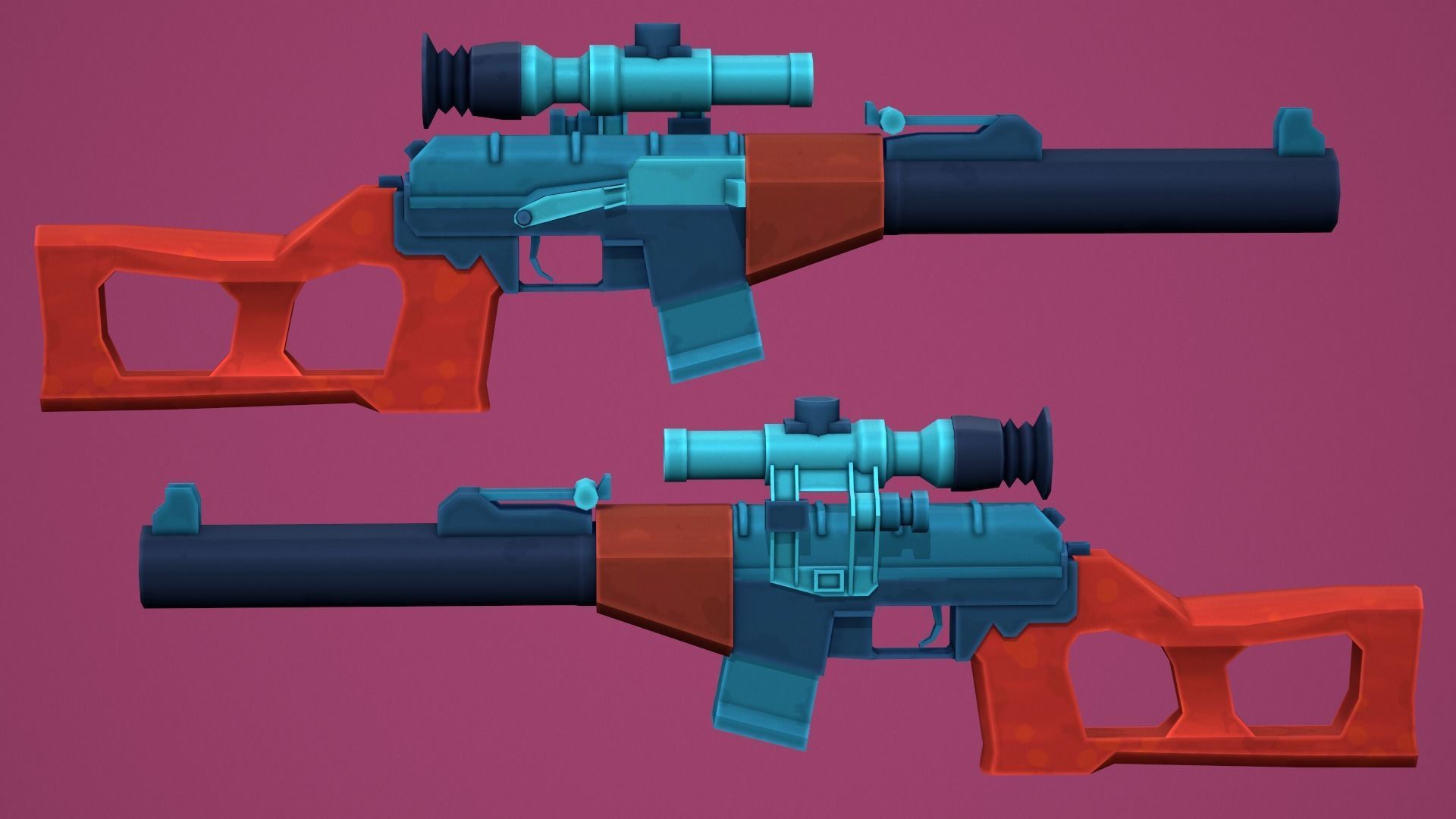 Stylized VSS Vintorez Low Poly  Low-poly 3D model_2