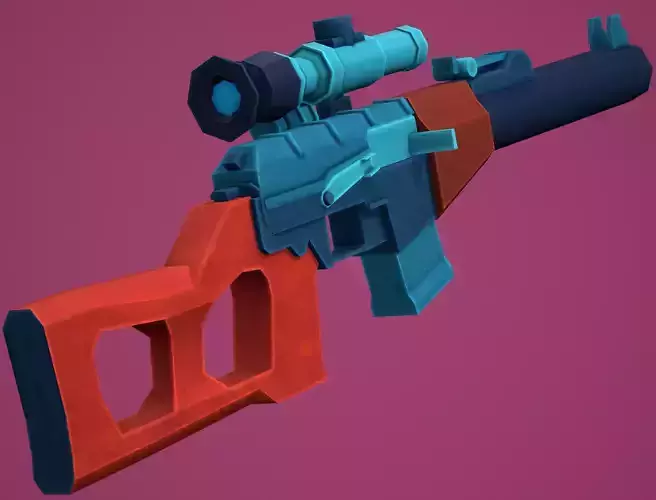 Stylized VSS Vintorez Low Poly  Low-poly 3D model