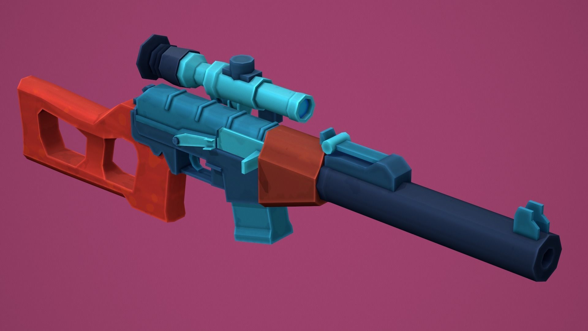 Stylized VSS Vintorez Low Poly  Low-poly 3D model_3
