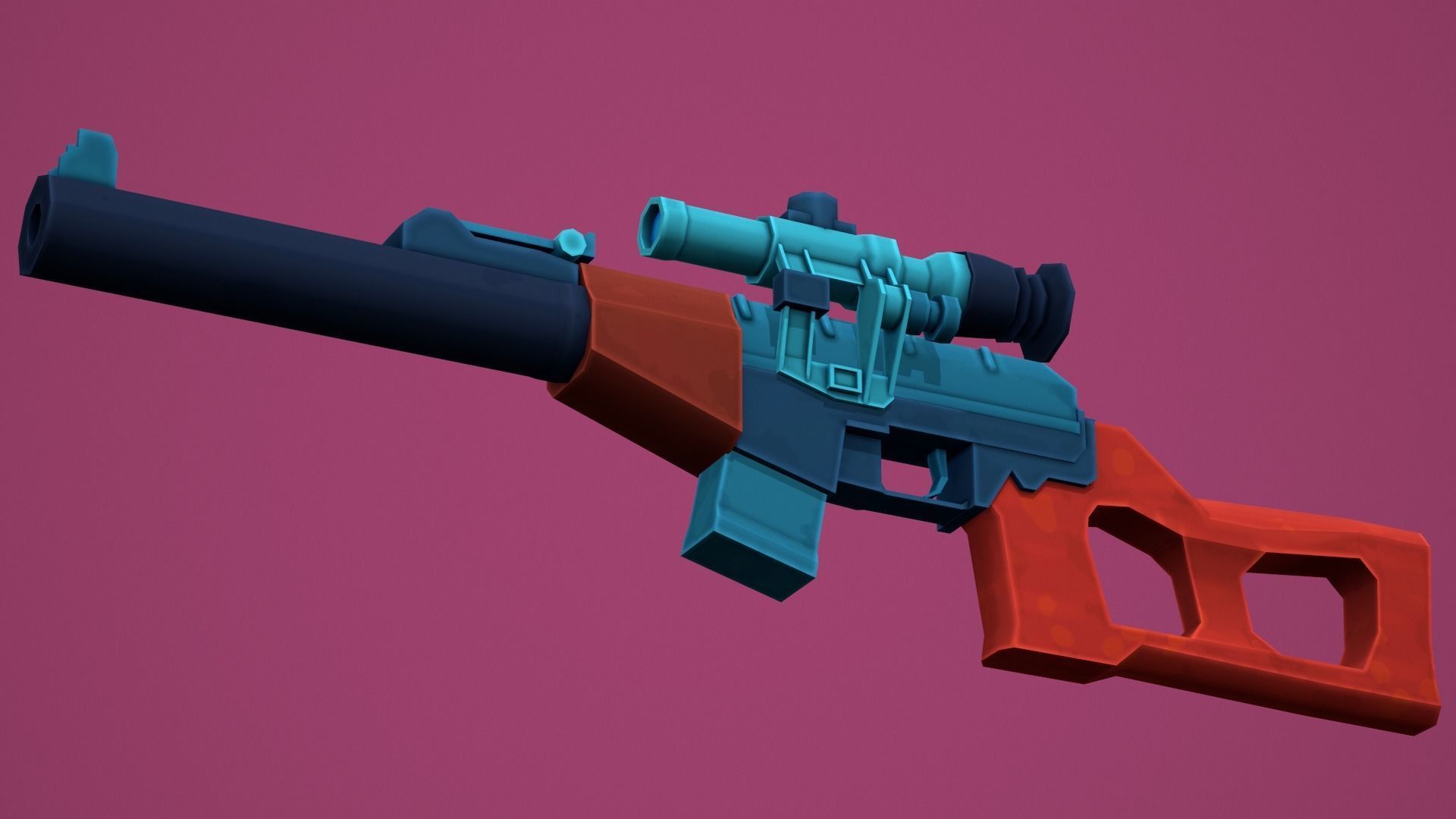 Stylized VSS Vintorez Low Poly  Low-poly 3D model_4