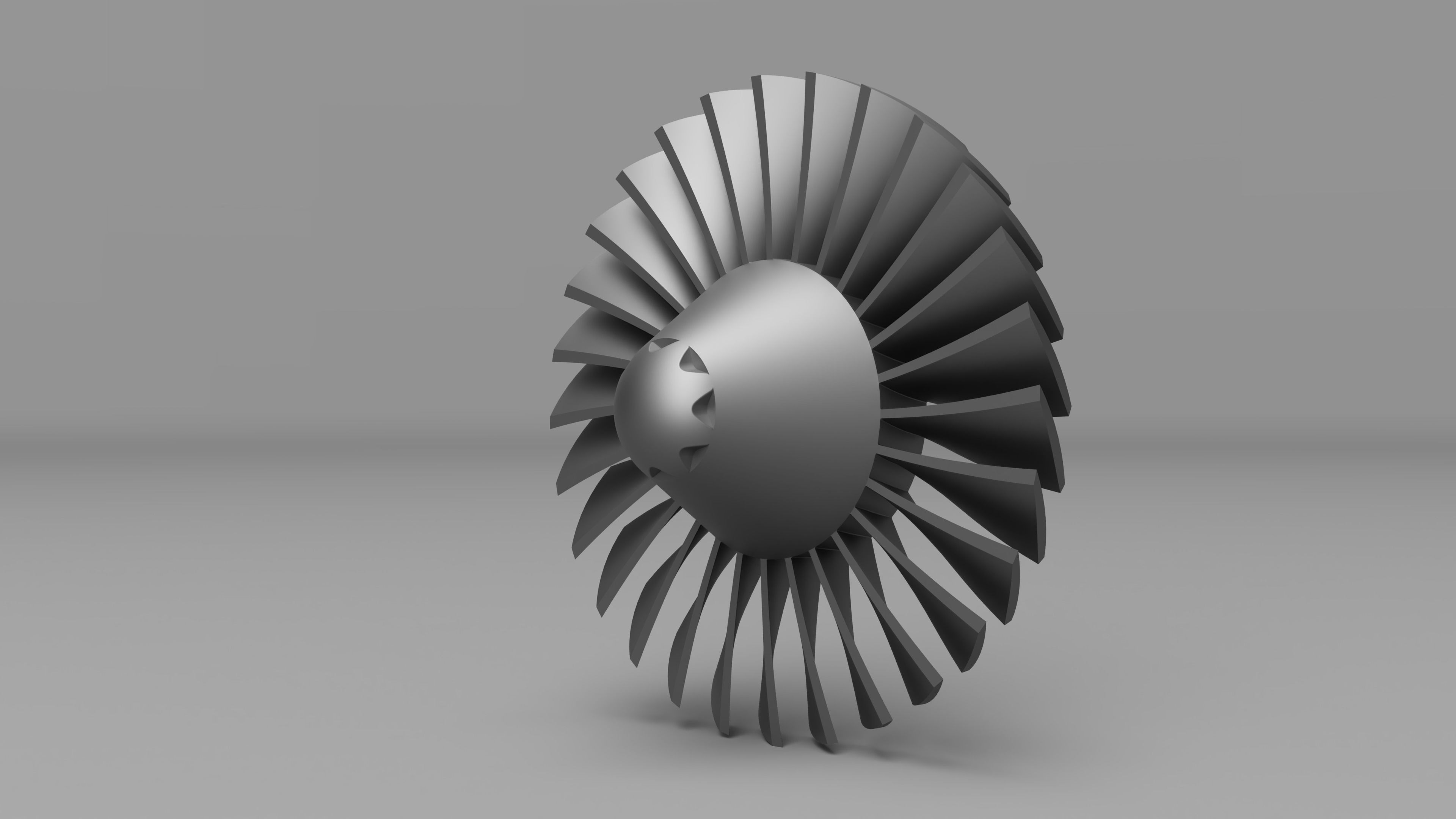 GE TF34 Nose Cone and Fan with threaded hole in Nose Cone 3D print model_3
