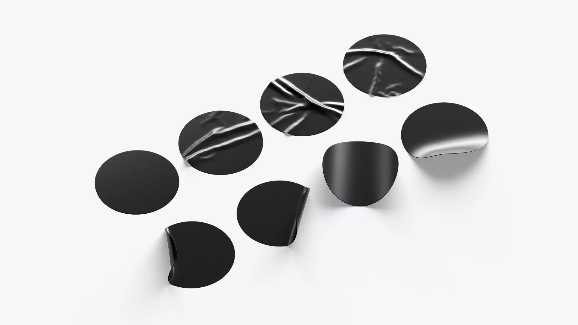 Black  Stickers  set - 8 adhesive sticky labels Low-poly 3D model_0