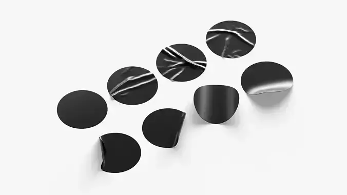 Black  Stickers  set - 8 adhesive sticky labels Low-poly 3D model