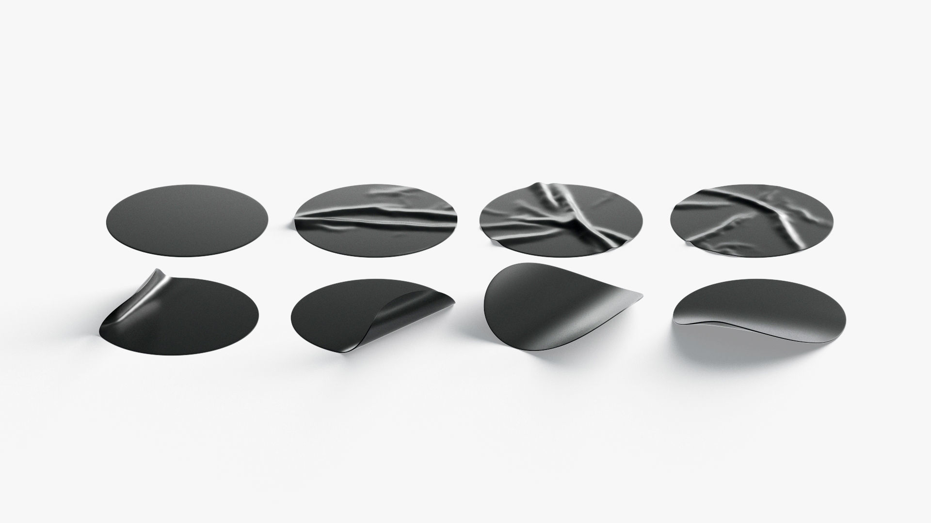 Black  Stickers  set - 8 adhesive sticky labels Low-poly 3D model_3