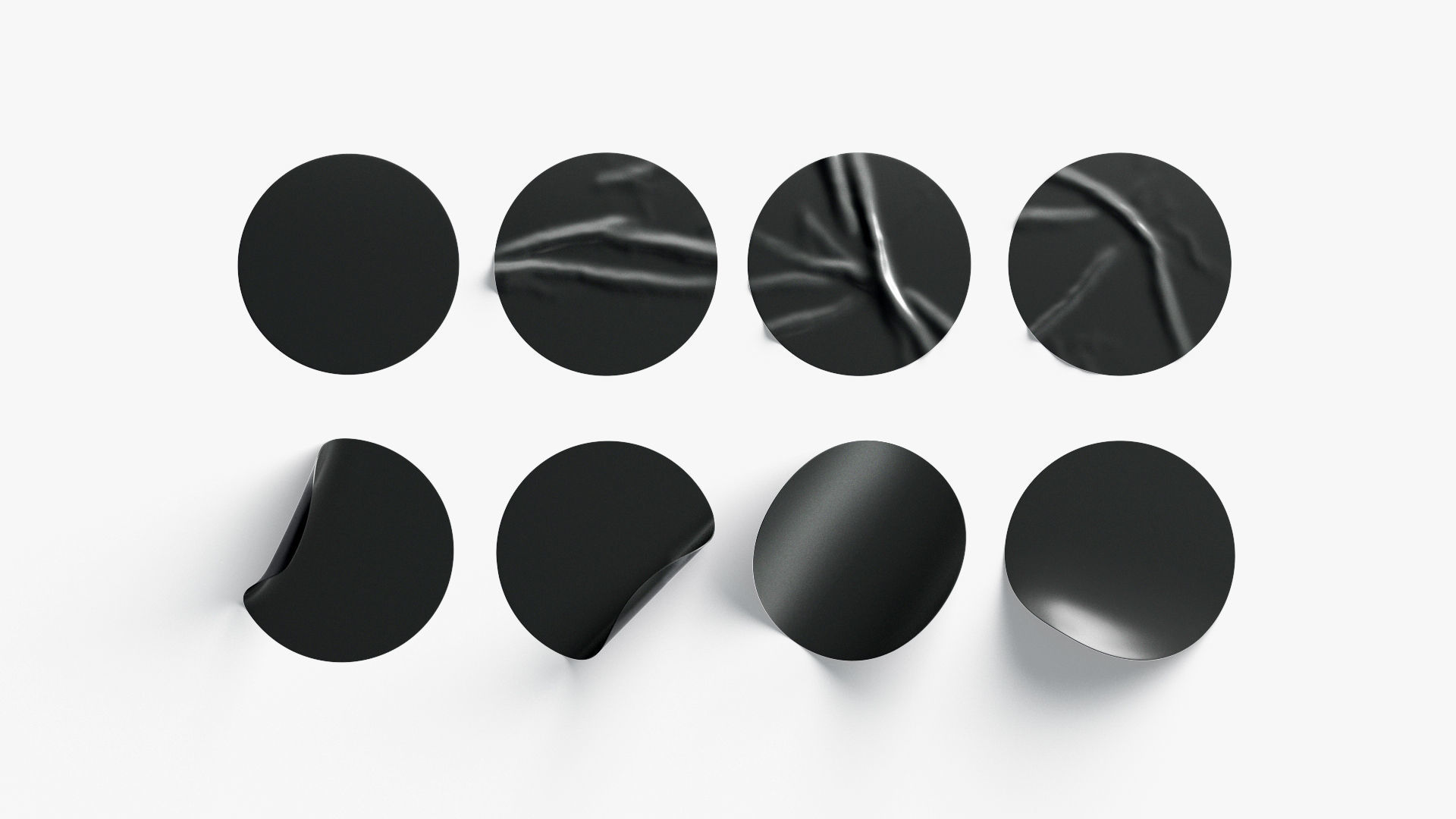 Black  Stickers  set - 8 adhesive sticky labels Low-poly 3D model_1