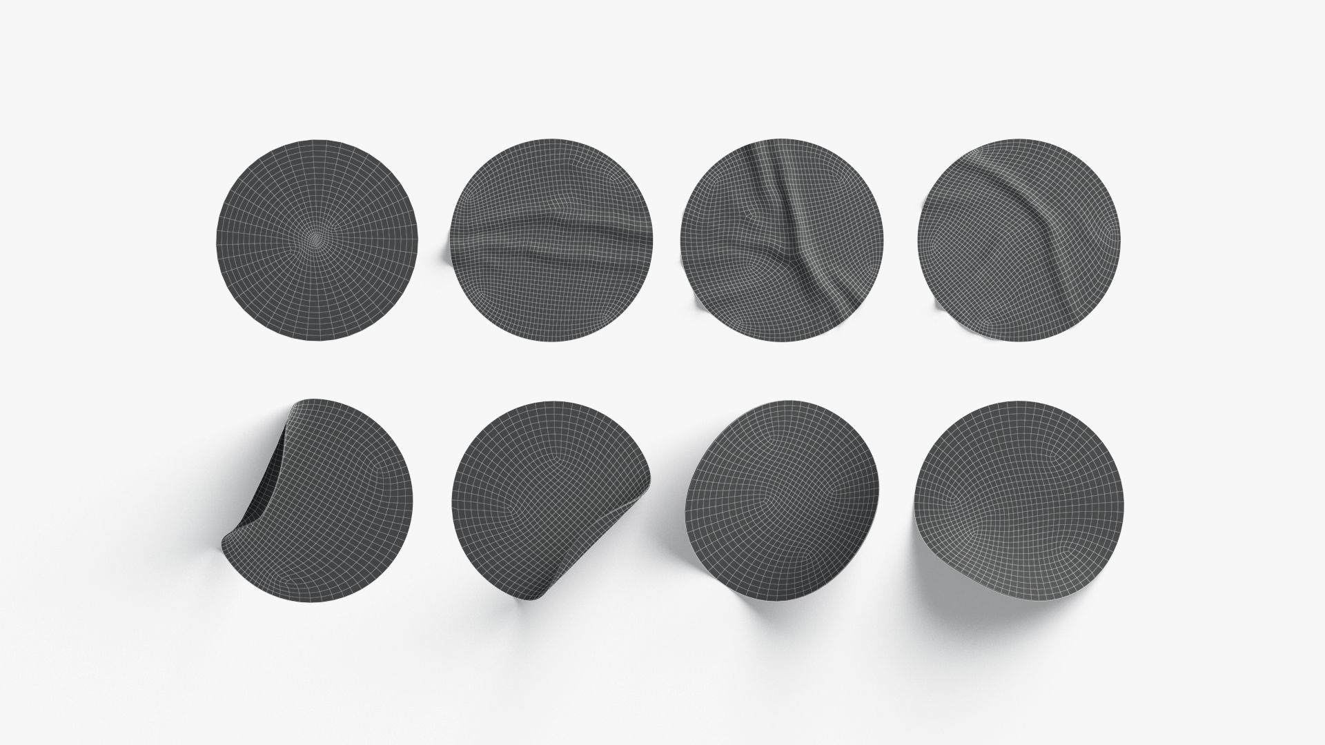 Black  Stickers  set - 8 adhesive sticky labels Low-poly 3D model_5