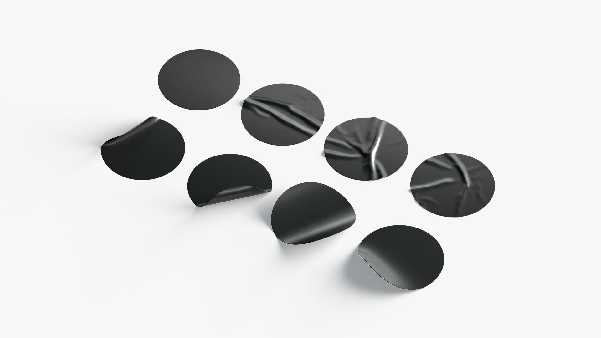 Black  Stickers  set - 8 adhesive sticky labels Low-poly 3D model_2