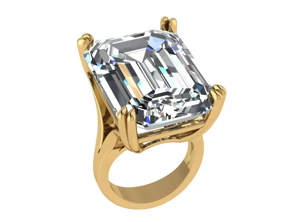 Ring300 emerald cut diamond ring 3D print model