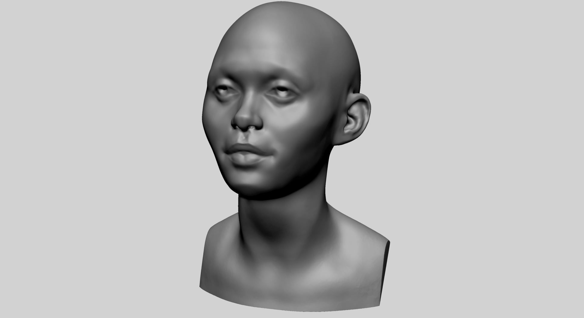 Base Female Head A 3D model_7
