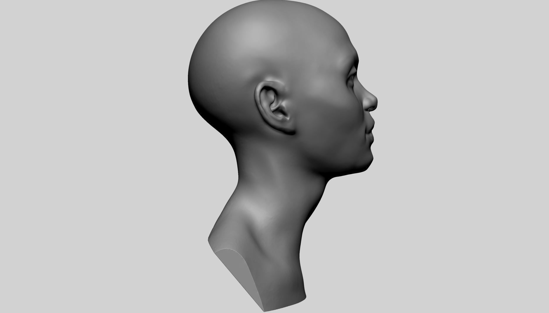 Base Female Head A 3D model_2