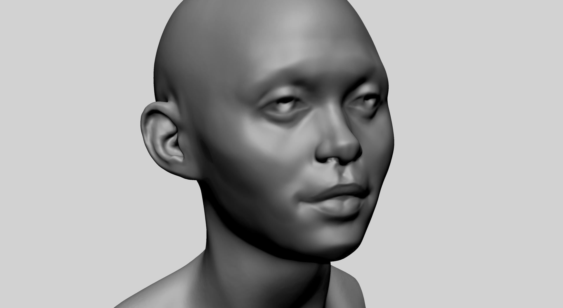 Base Female Head A 3D model_10