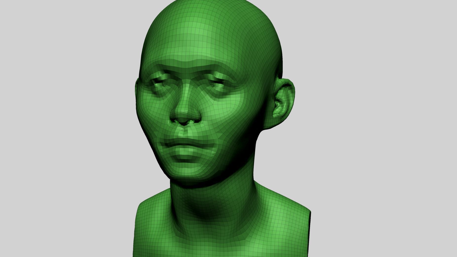 Base Female Head A 3D model_12