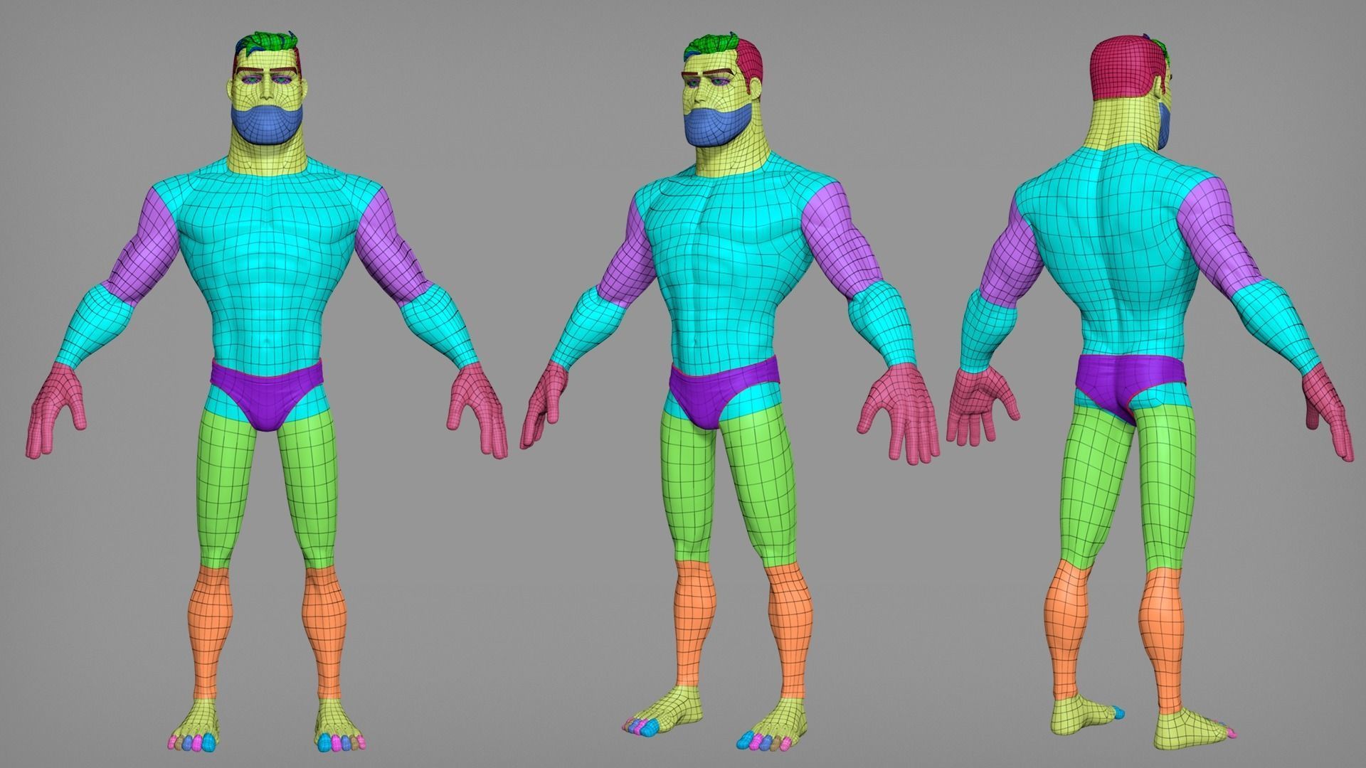 Cartoon male character Barry full body base mesh 3D model_3