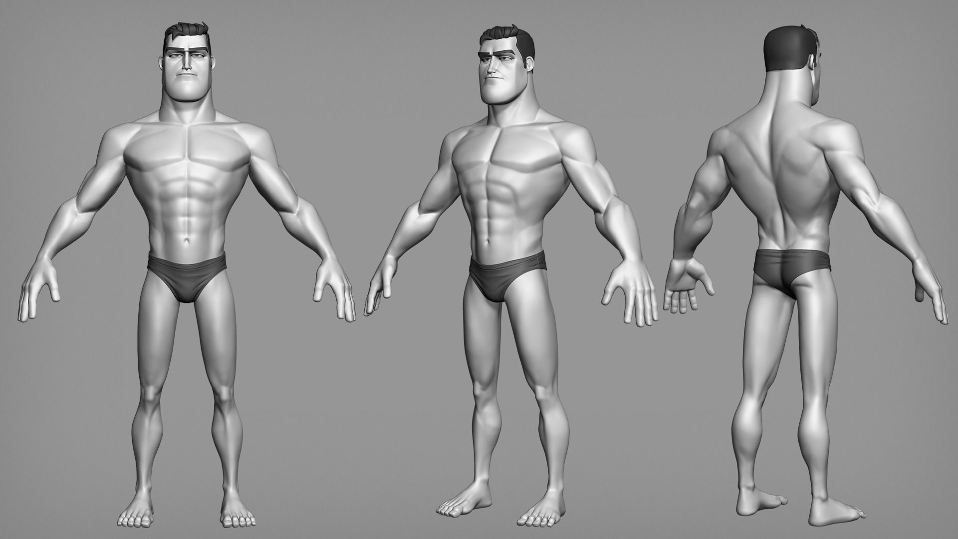 Cartoon male character Barry full body base mesh 3D model_2
