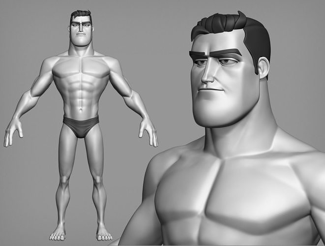 Cartoon male character Barry full body base mesh 3D model