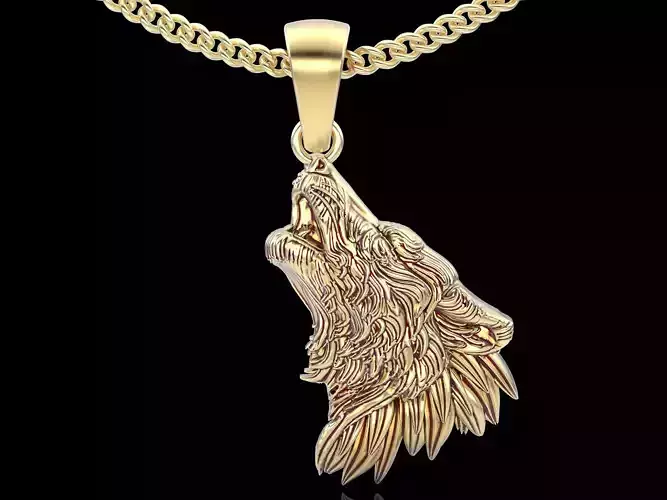 Wolf pendant silver gold  printable jewelry 3D model
