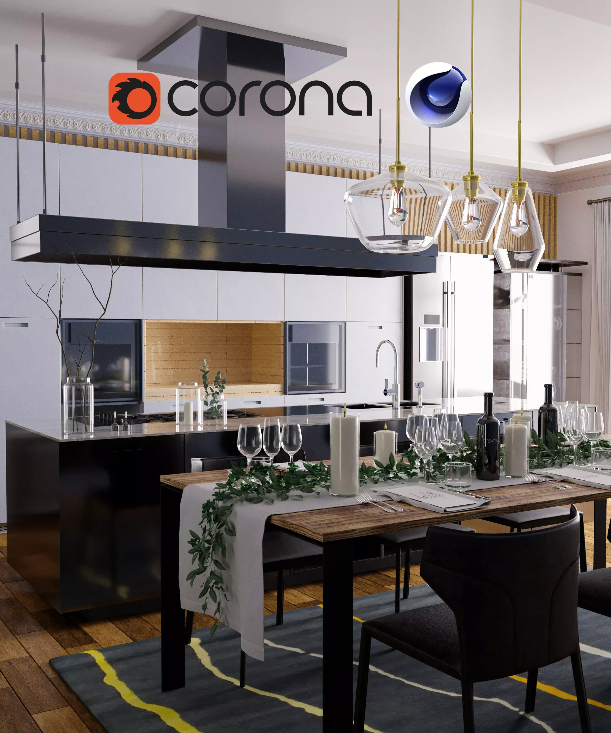 Kitchen Interior Scene 3D model_0