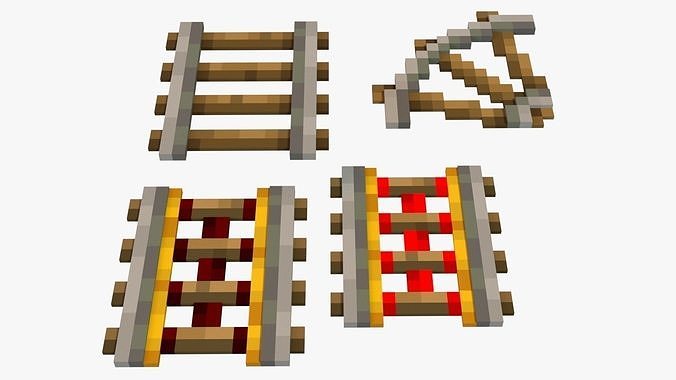 Minecraft Rail Low-poly 3D model