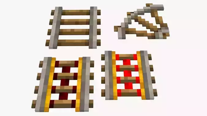 Minecraft Rail Low-poly 3D model