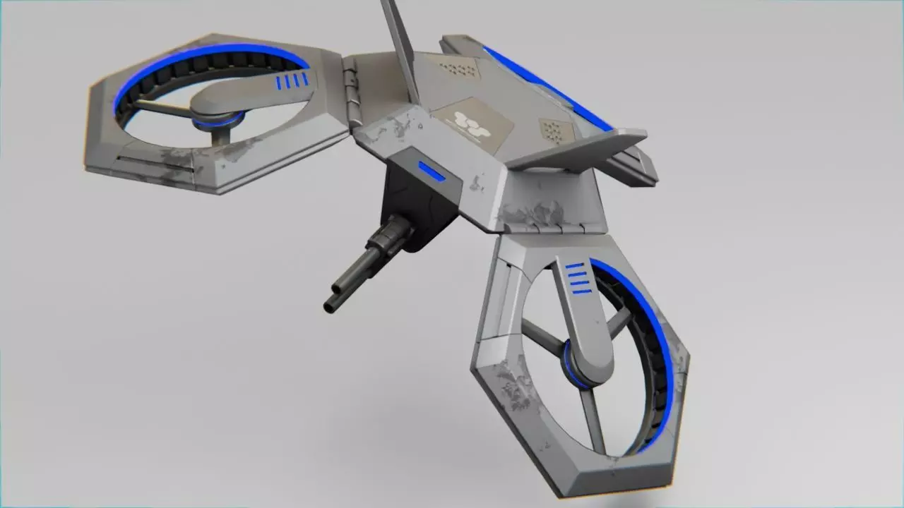COMBAT DRONE rigged 3D model_0
