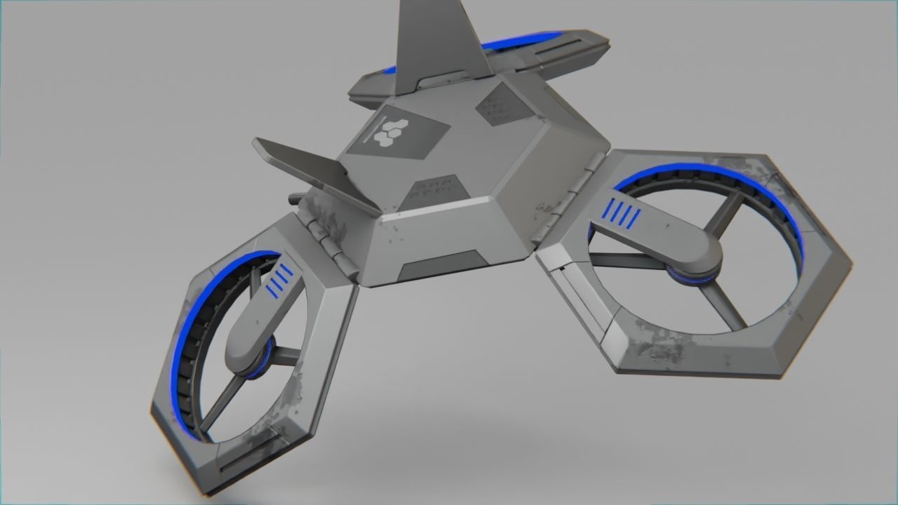 COMBAT DRONE rigged 3D model_4
